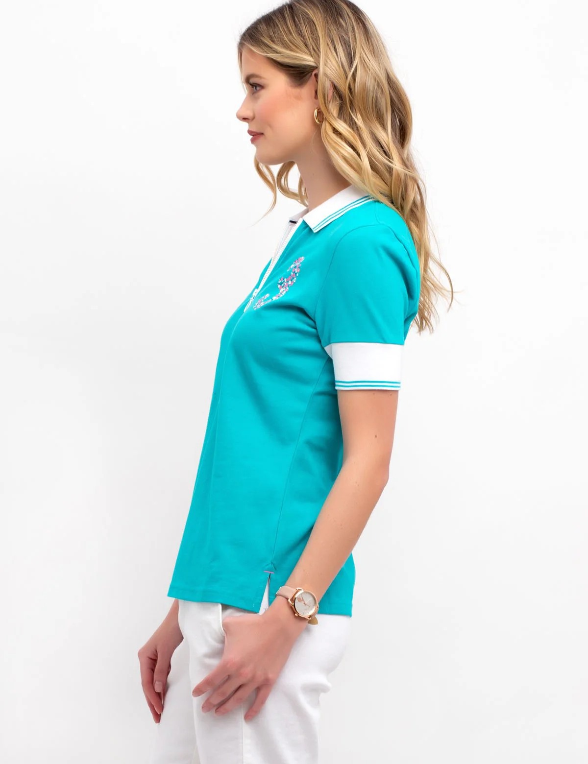 FLORAL ZIP POLO SHIRT - Image 3