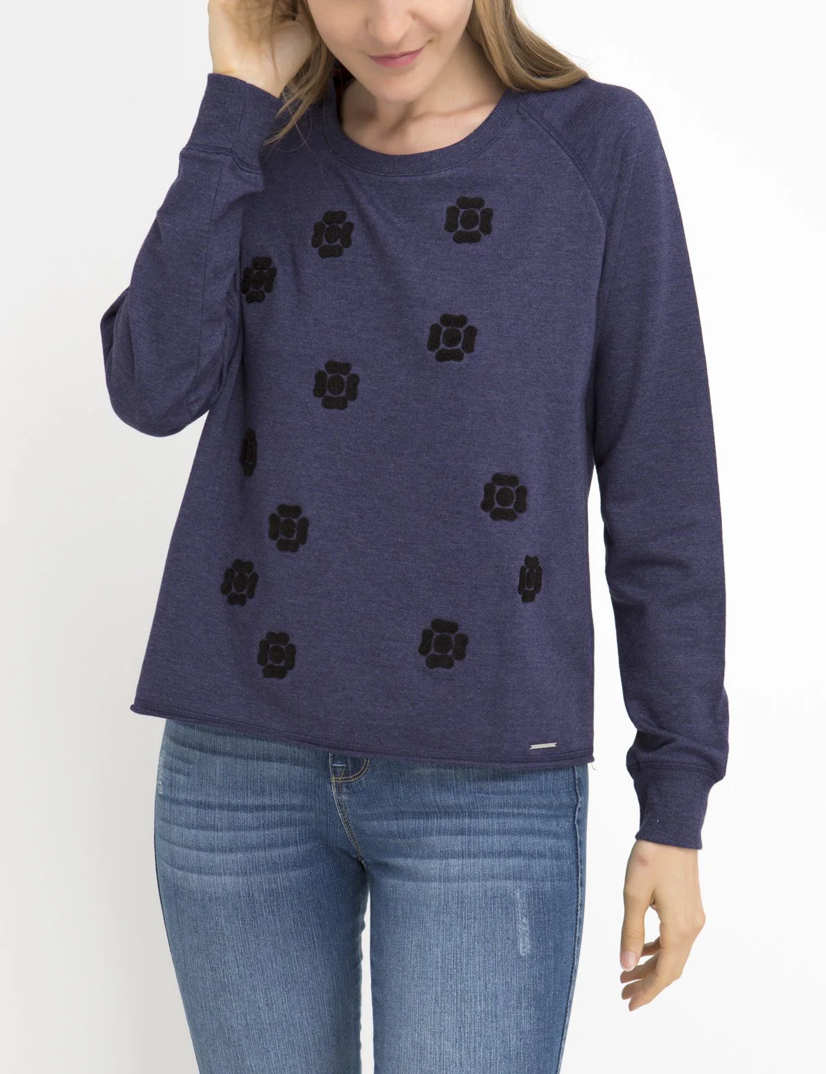 FLORAL APPLIQUE LONG SLEEVE SWEATSHIRT - Image 8
