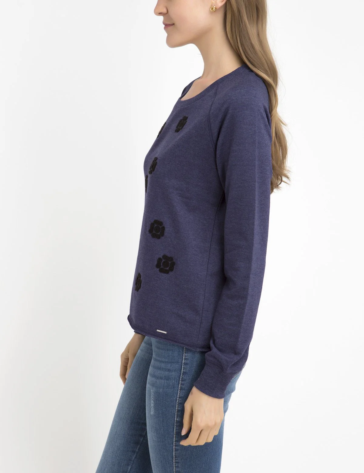 FLORAL APPLIQUE LONG SLEEVE SWEATSHIRT - Image 9