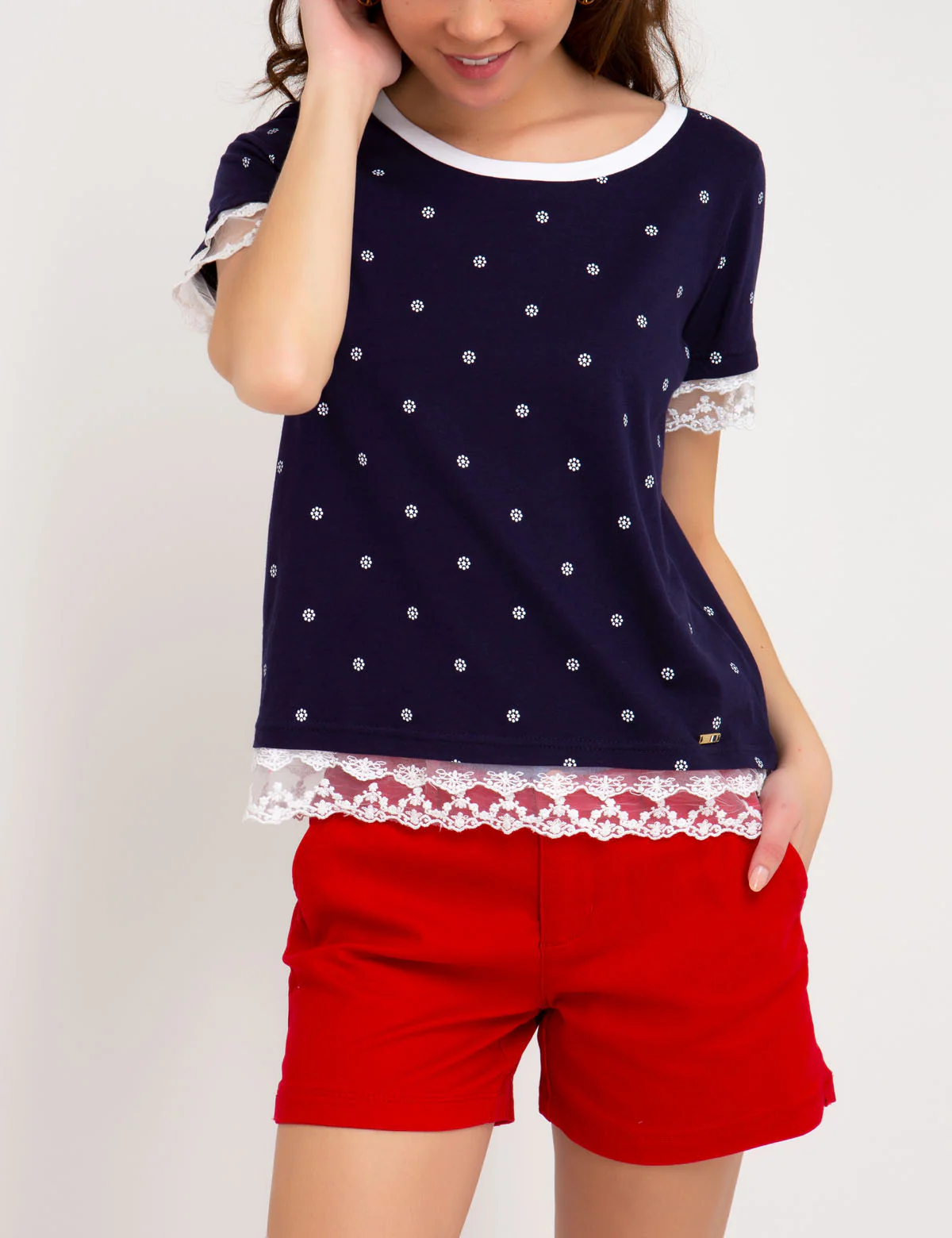 FLORAL LACE TRIM TOP - Image 9