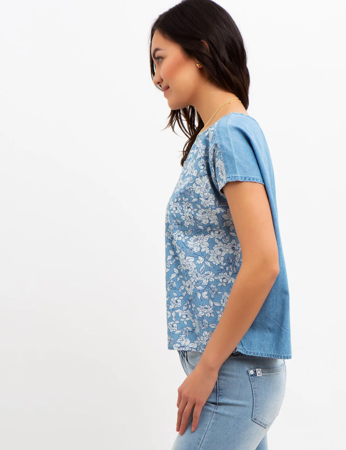 FLORAL PRINTED DENIM TOP - Image 5