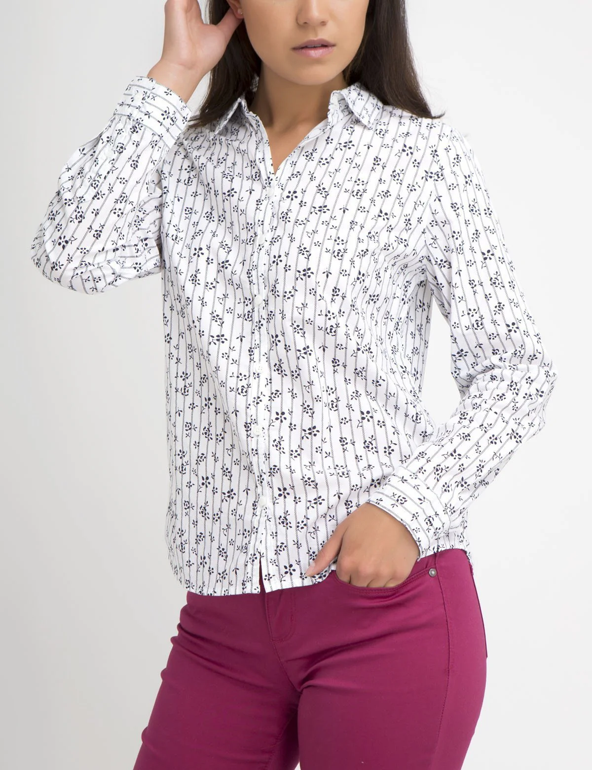 FLORAL STRIPED POPLIN SHIRT - Image 5