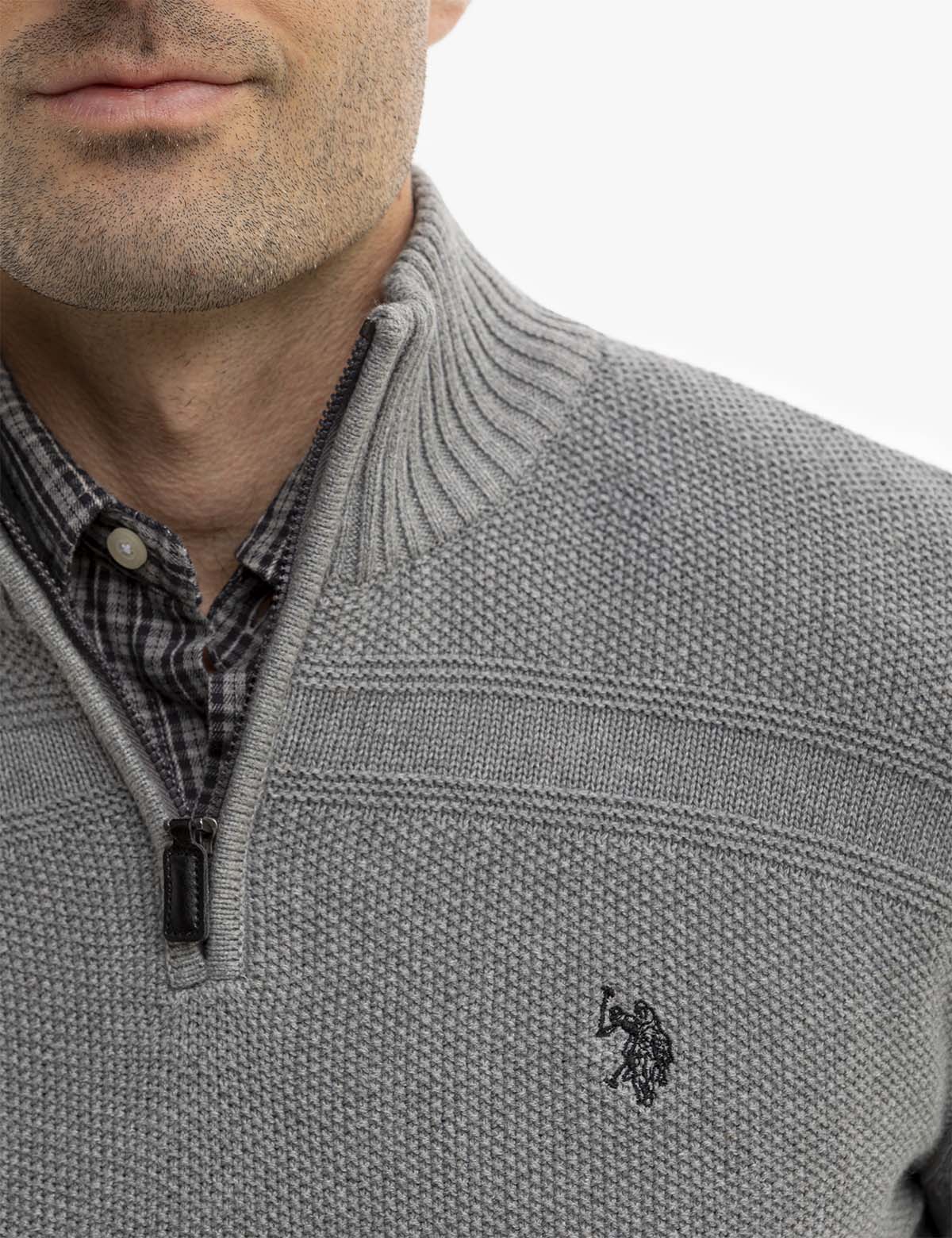 FRONT TEXTURED 1/4 ZIP SWEATER - Image 7
