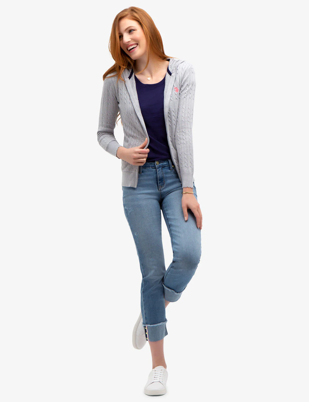 HOODED CABLE KNIT SWEATER - Image 10