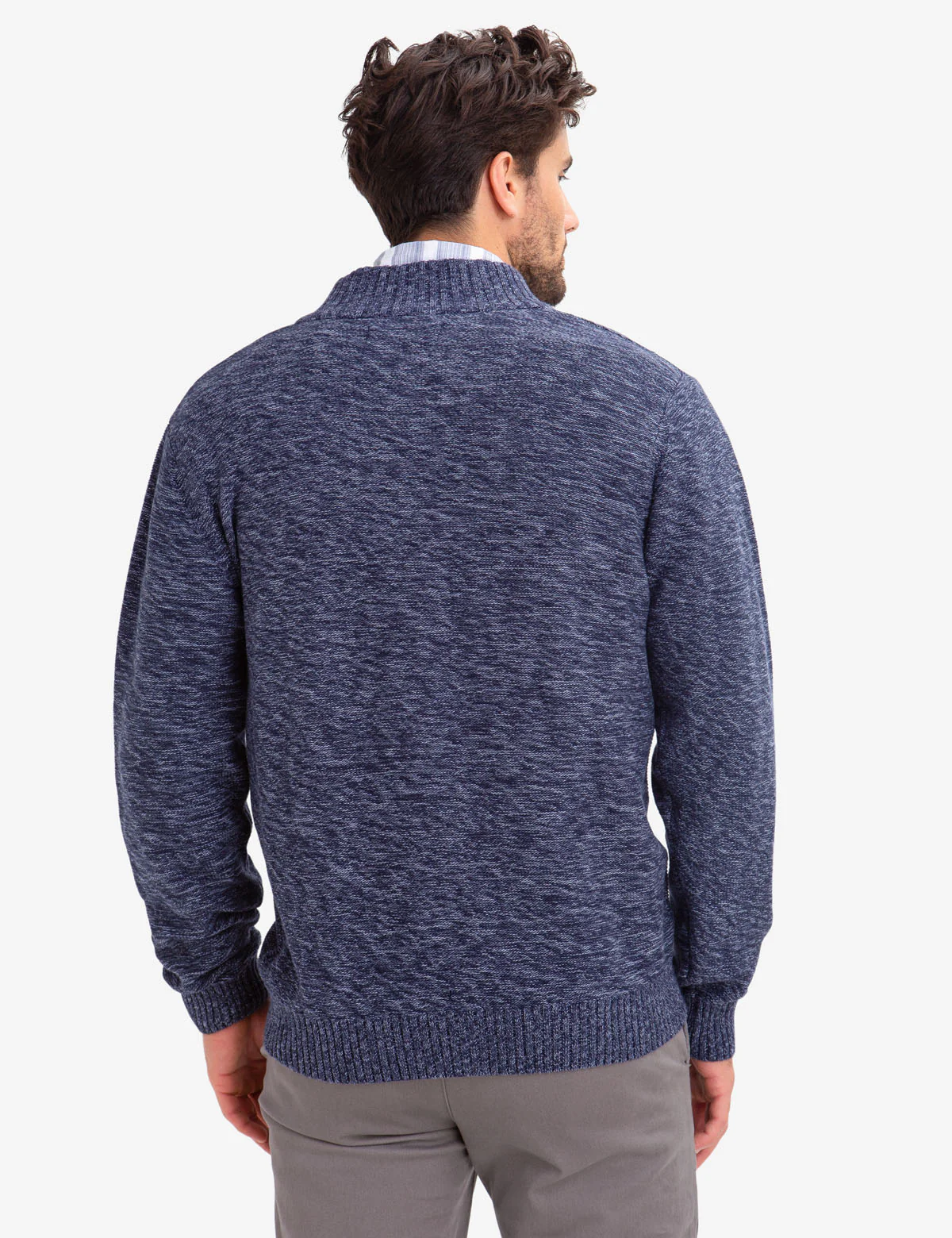 FULL ZIP MARL STRIPED SWEATER - Image 4