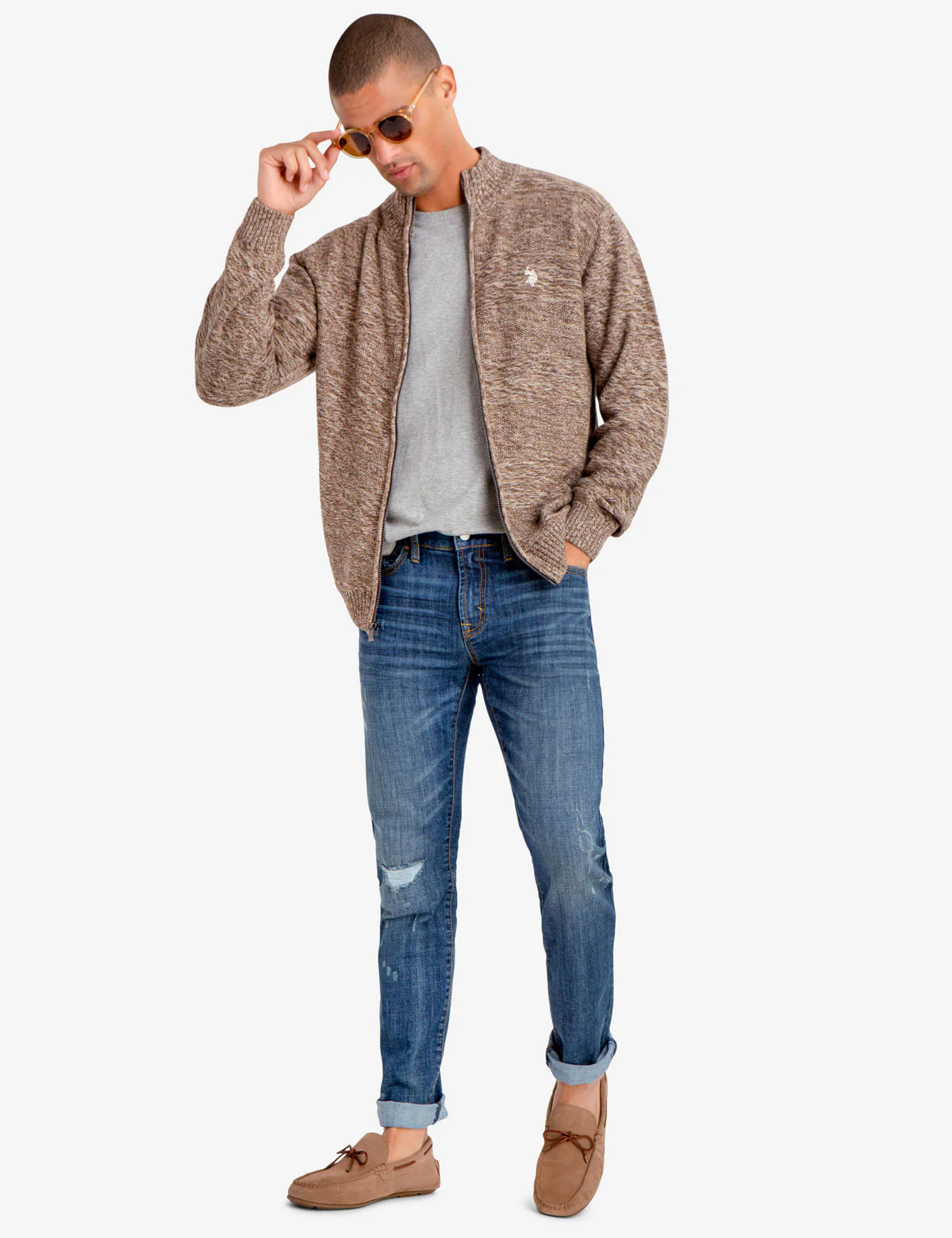 FULL ZIP MARL STRIPED SWEATER - Image 7