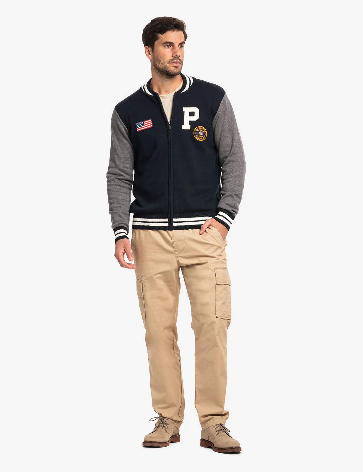 FULL ZIP PATCH VARSITY SWEATER - Image 2