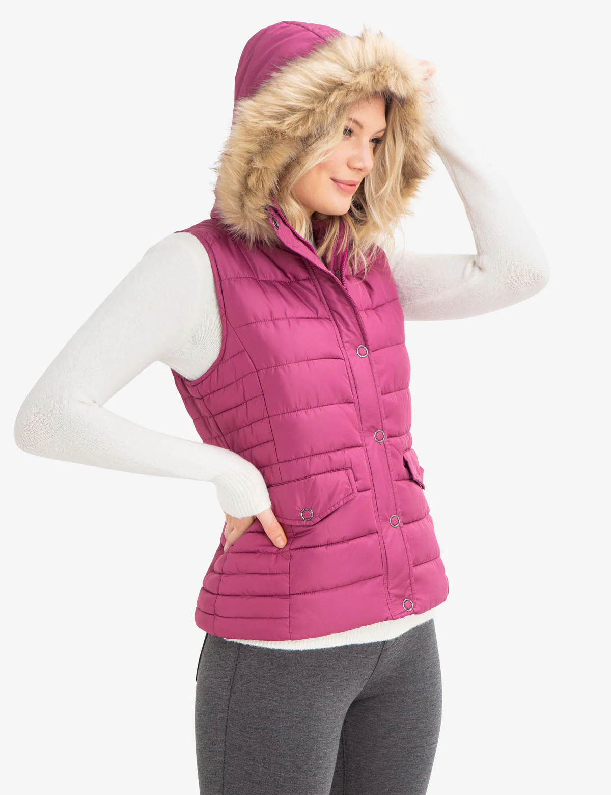 FUR HOODED VEST - Image 3