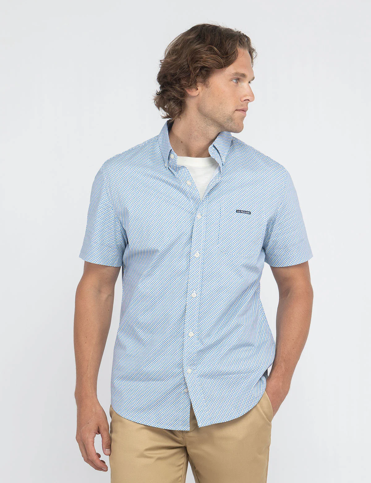 GEO PRINT SHORT SLEEVE POPLIN SHIRT - Image 4