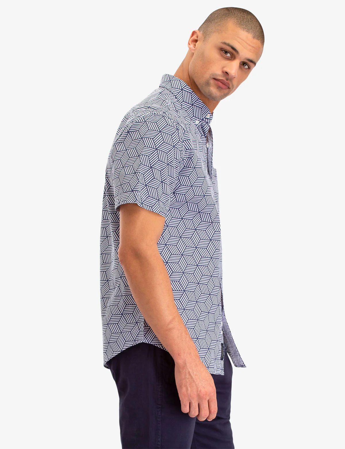 GEOMETRIC PRINT SHORT SLEEVE SHIRT - Image 3