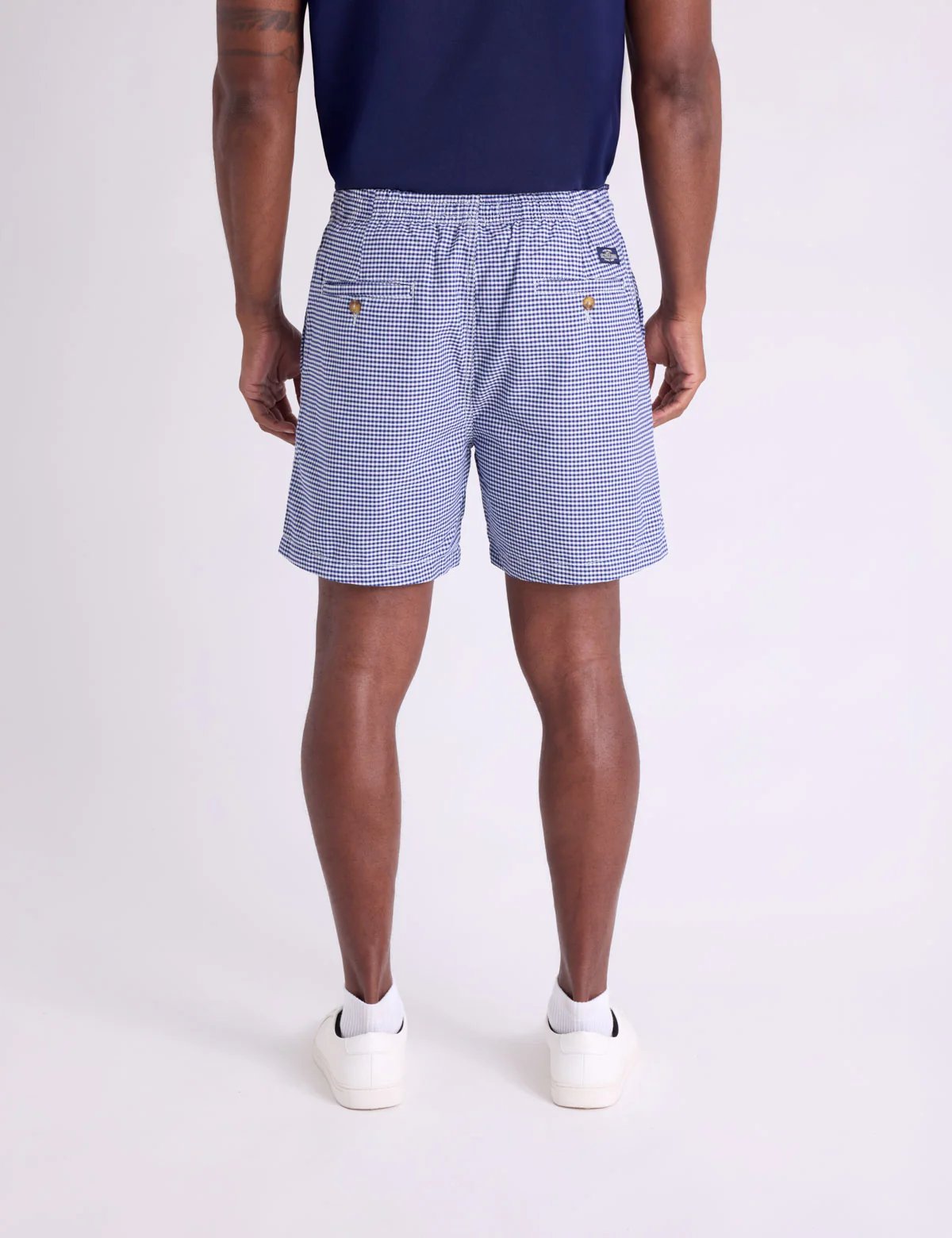 GINGHAM OXFORD DRAWSTRING JOGGER SHORTS - Image 4