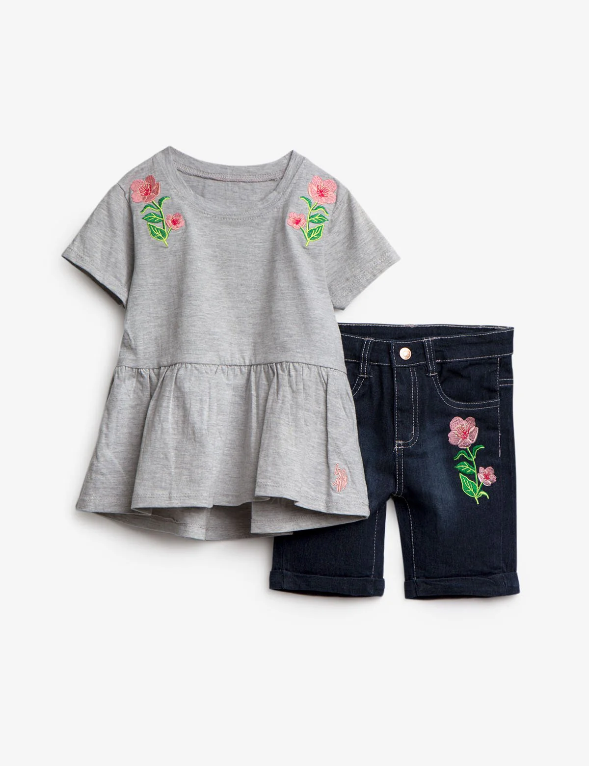 GIRLS 2 PIECE SET: FLORAL TOP & BERMUDA SHORTS