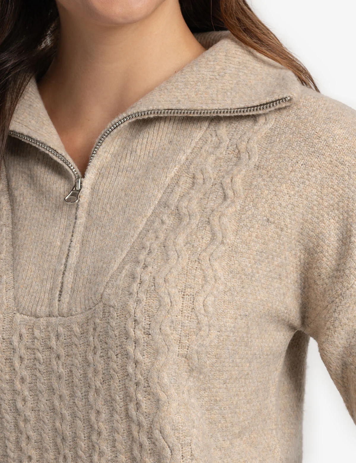 QUARTER ZIP CABLE SWEATER - Image 4