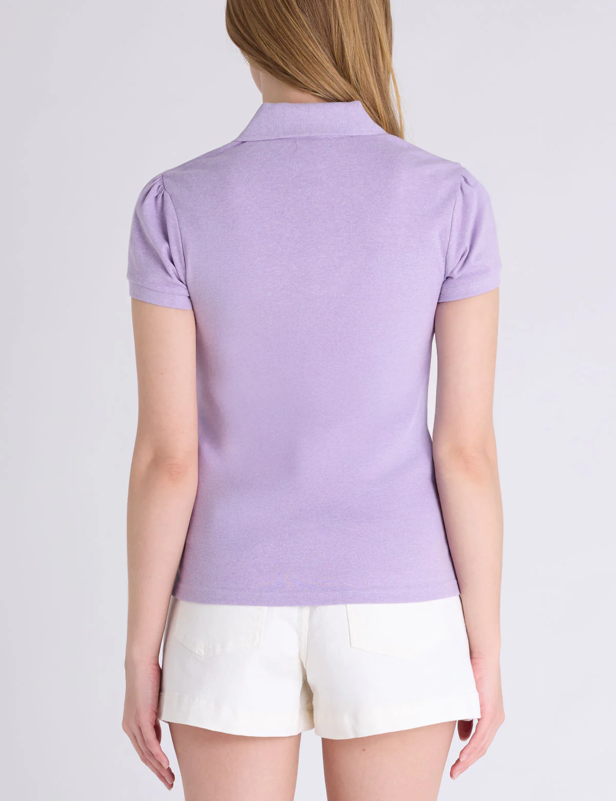 HALF ZIP PUFF SLEEVE HEATHER POLO SHIRT - Image 3