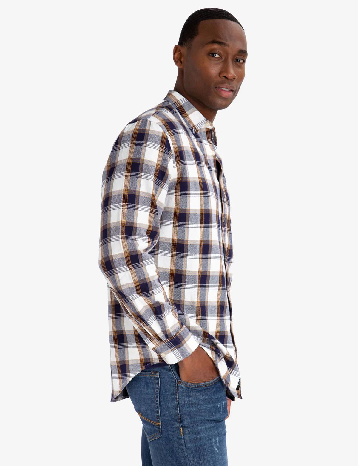 BLACK MALLET CLASSIC FIT HEATHER PLAID OXFORD SHIRT - Image 3