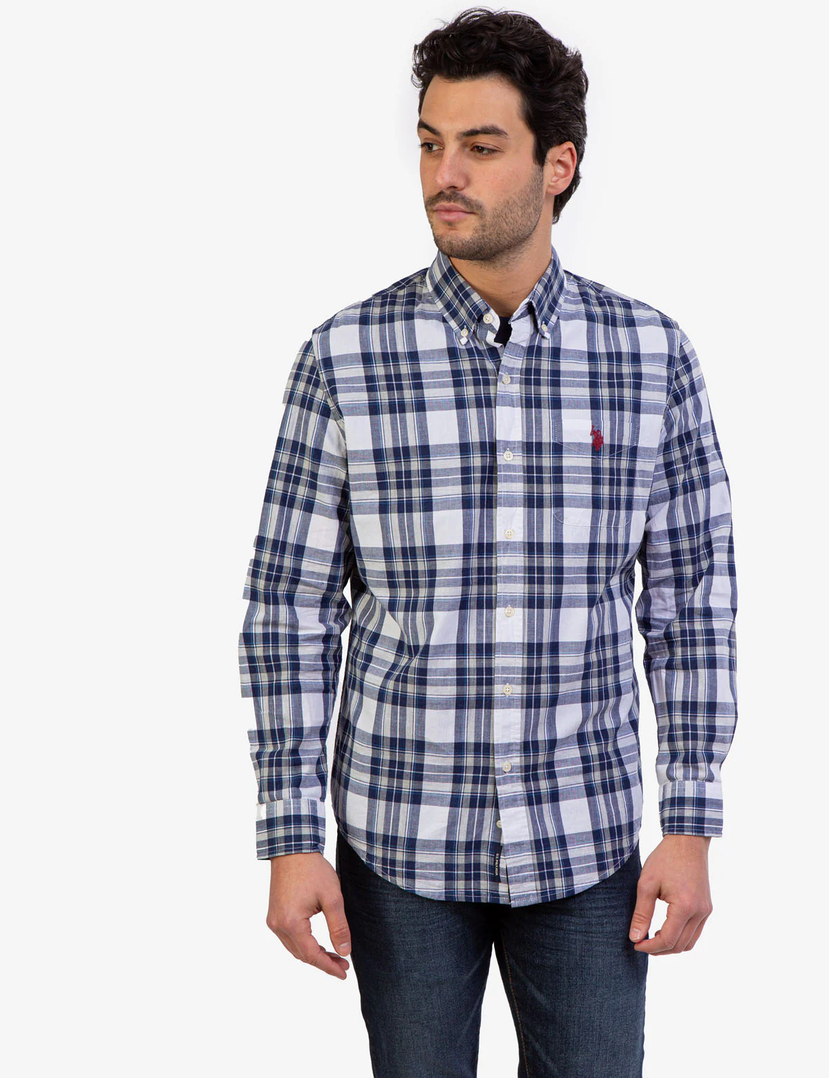 HEATHER POPLIN PLAID LONG SLEEVE SHIRT