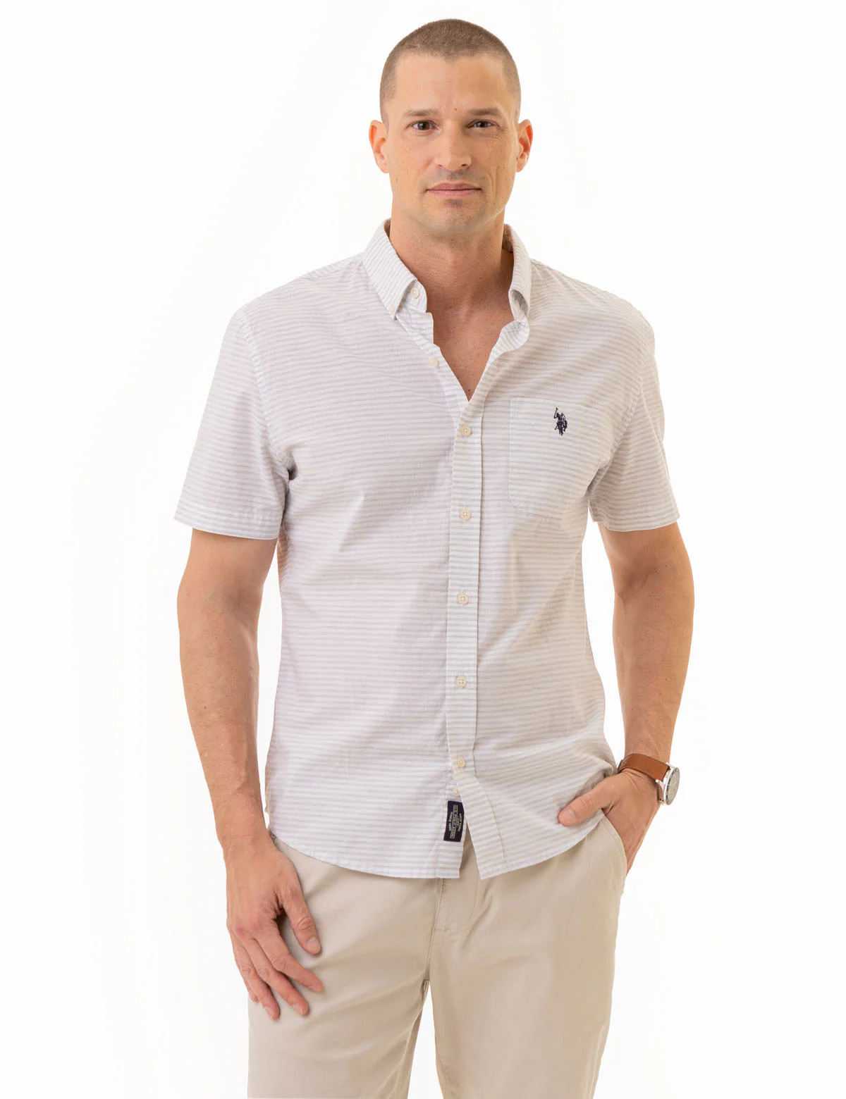 HEATHER POPLIN SHORT SLEEVE SHIRT WITH POCKET - Image 5