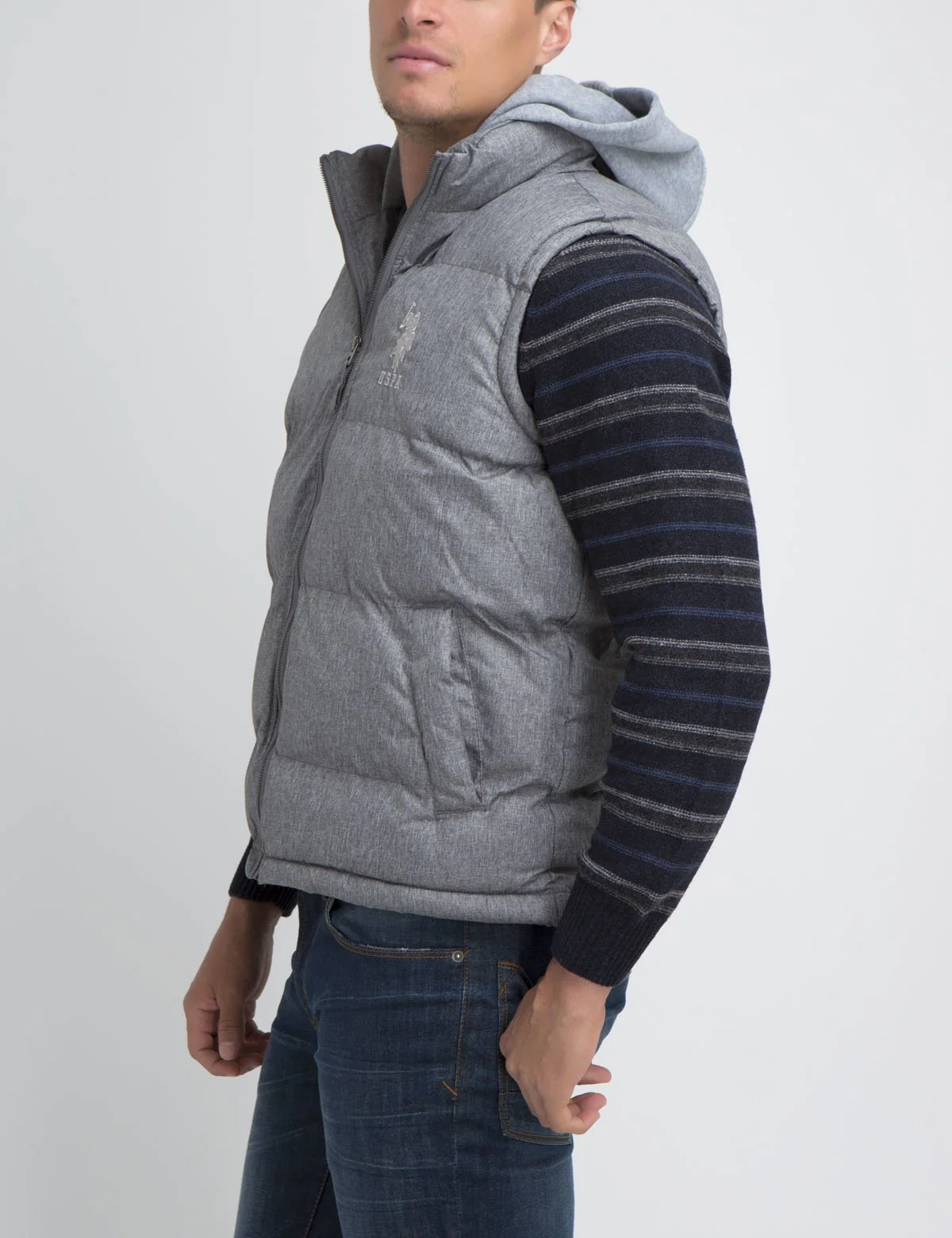 HEATHER VEST WITH FLEECE HOOD - Image 2