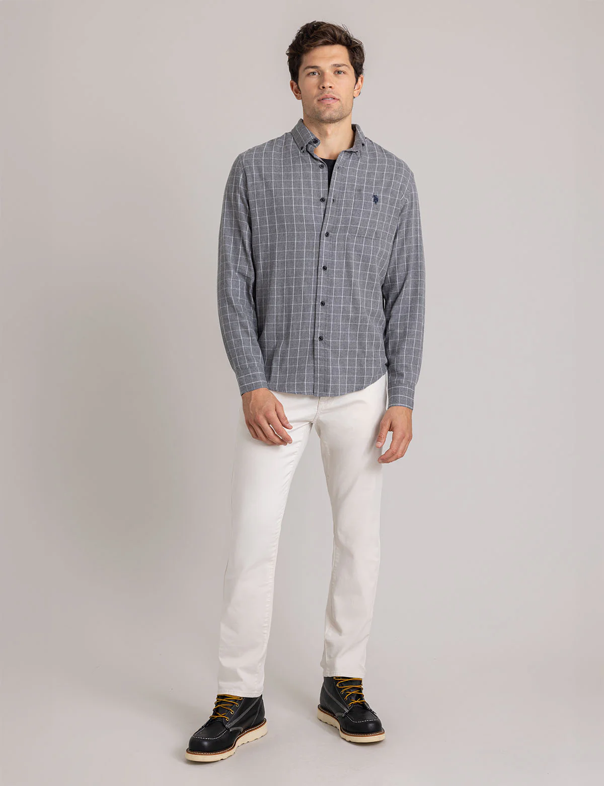 HEATHERED PEACHED TWILL LONG SLEEVE SHIRT - Image 2
