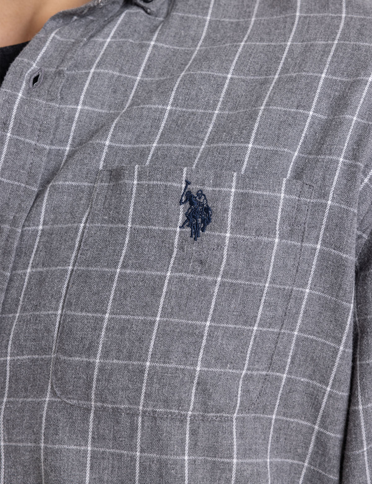 HEATHERED PEACHED TWILL LONG SLEEVE SHIRT - Image 4