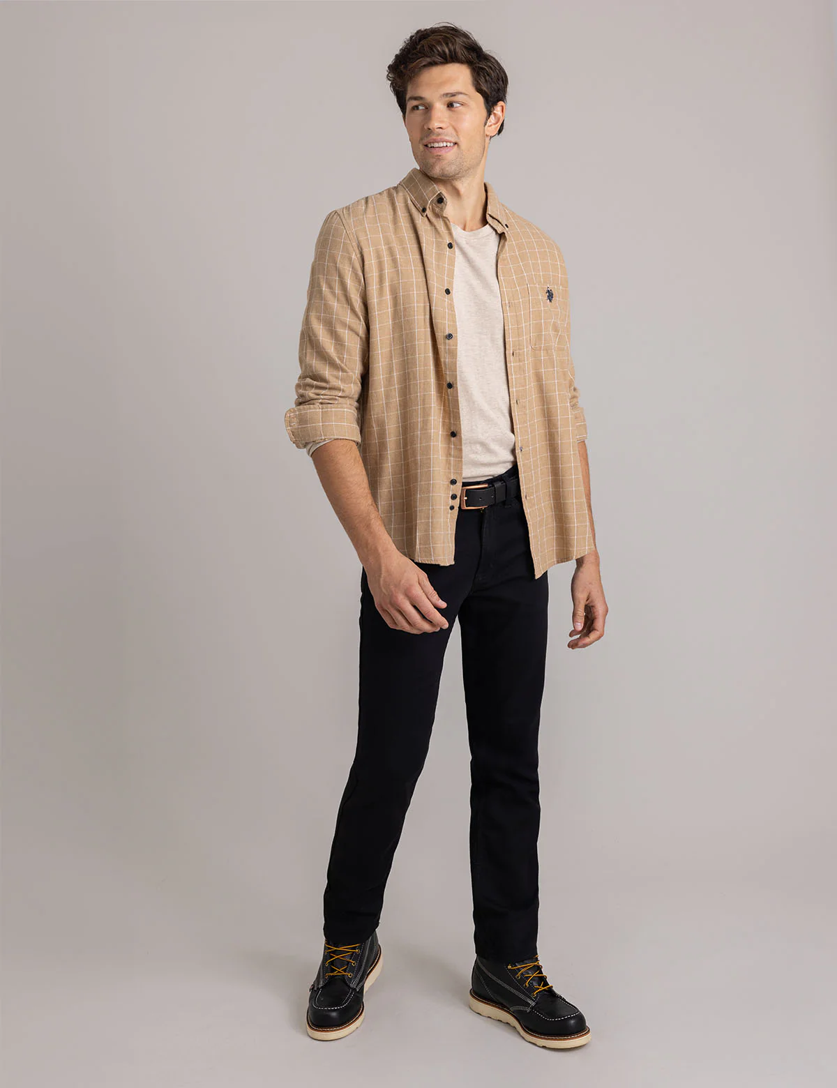 HEATHERED PEACHED TWILL LONG SLEEVE SHIRT - Image 9