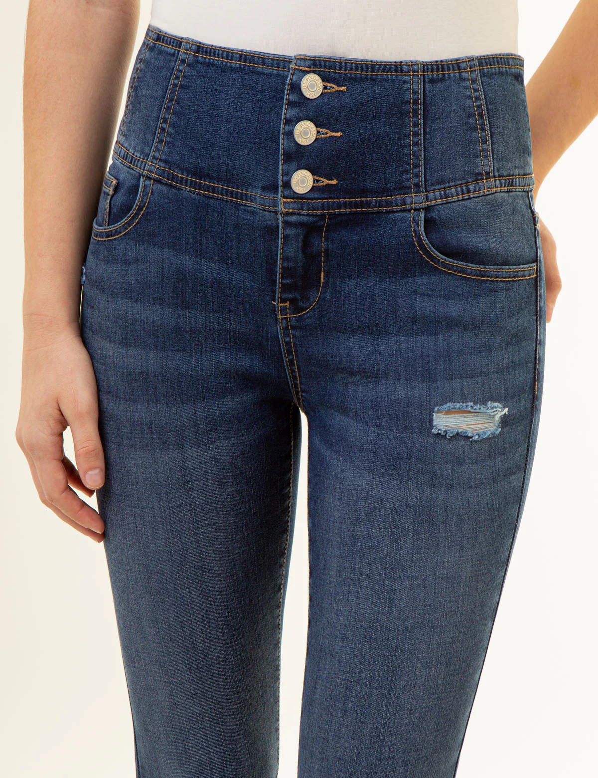HIGH RISE CORSET SKINNY JEANS - Image 5