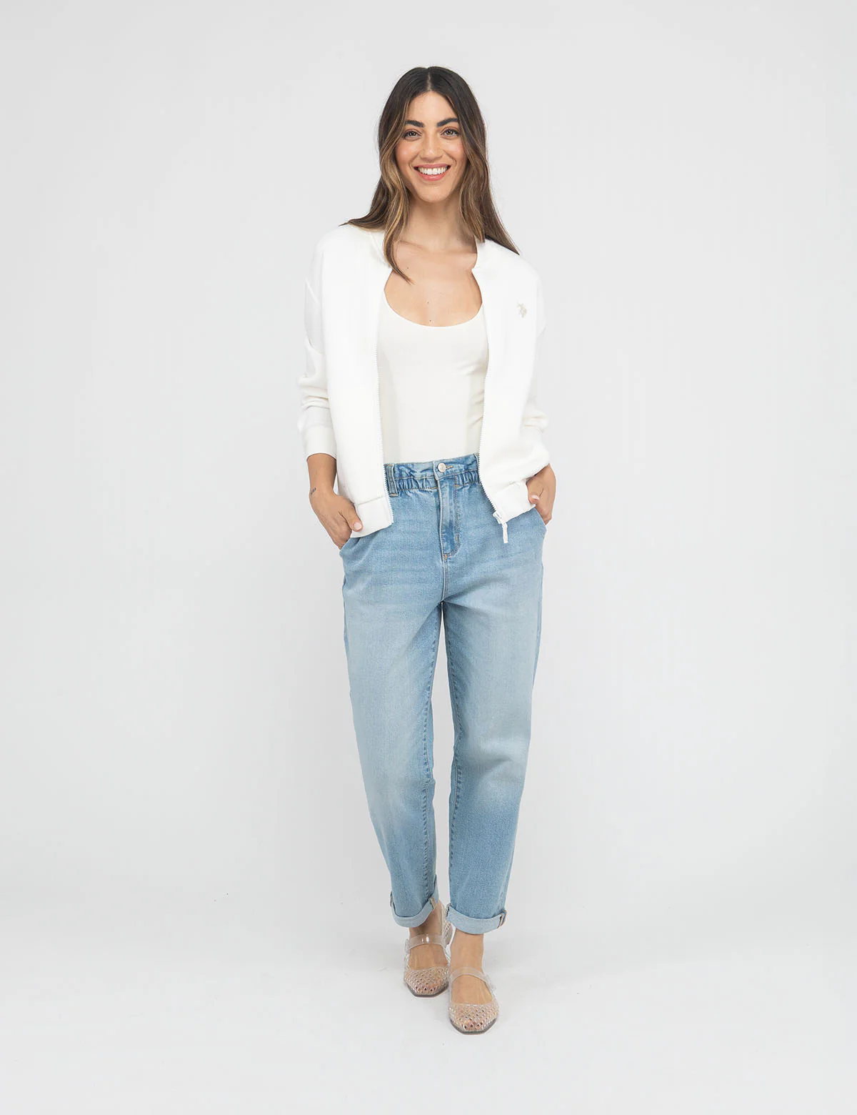HIGH RISE PAPERBAG CROPPED JEANS - Image 6