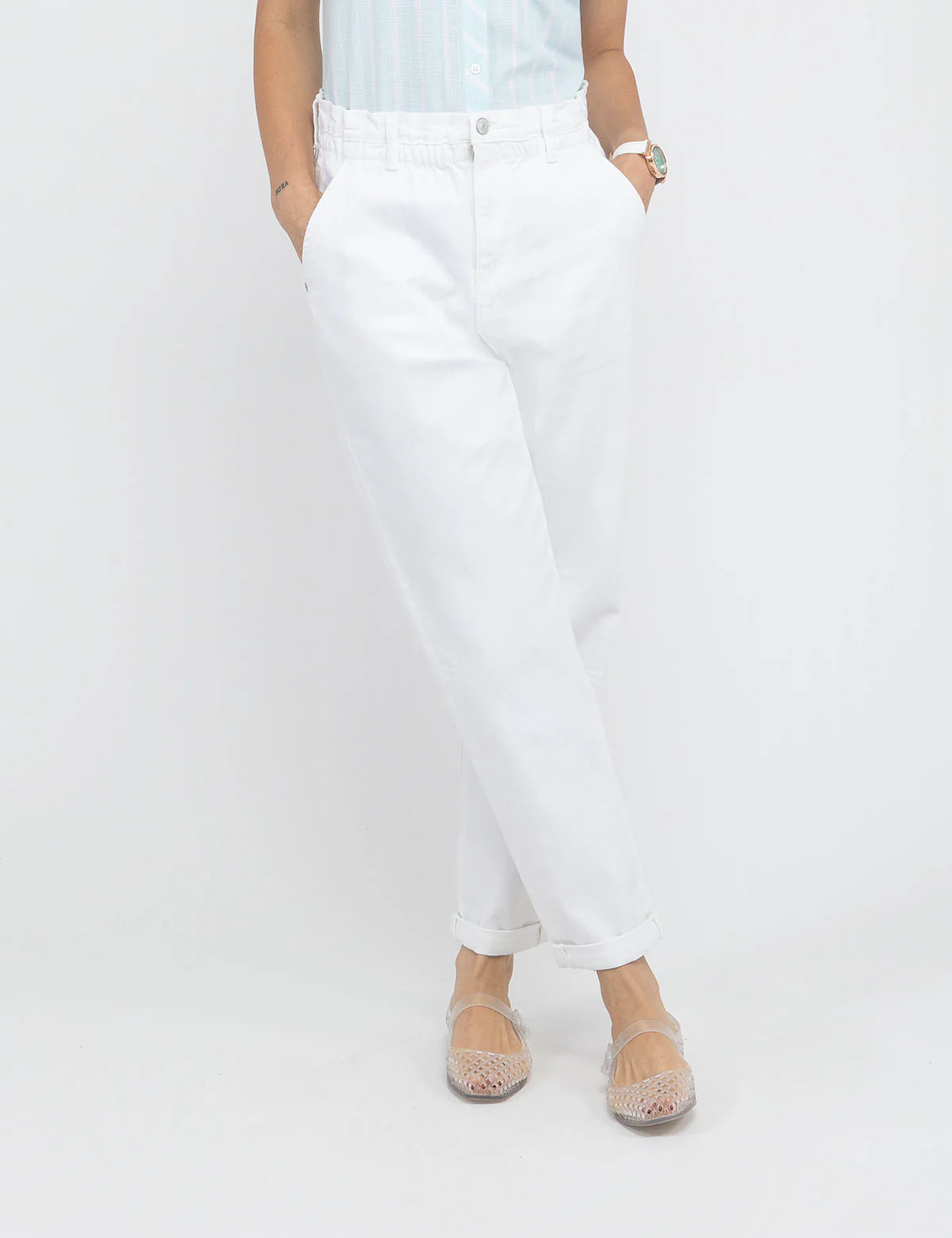 HIGH RISE PAPERBAG CROPPED JEANS - Image 3