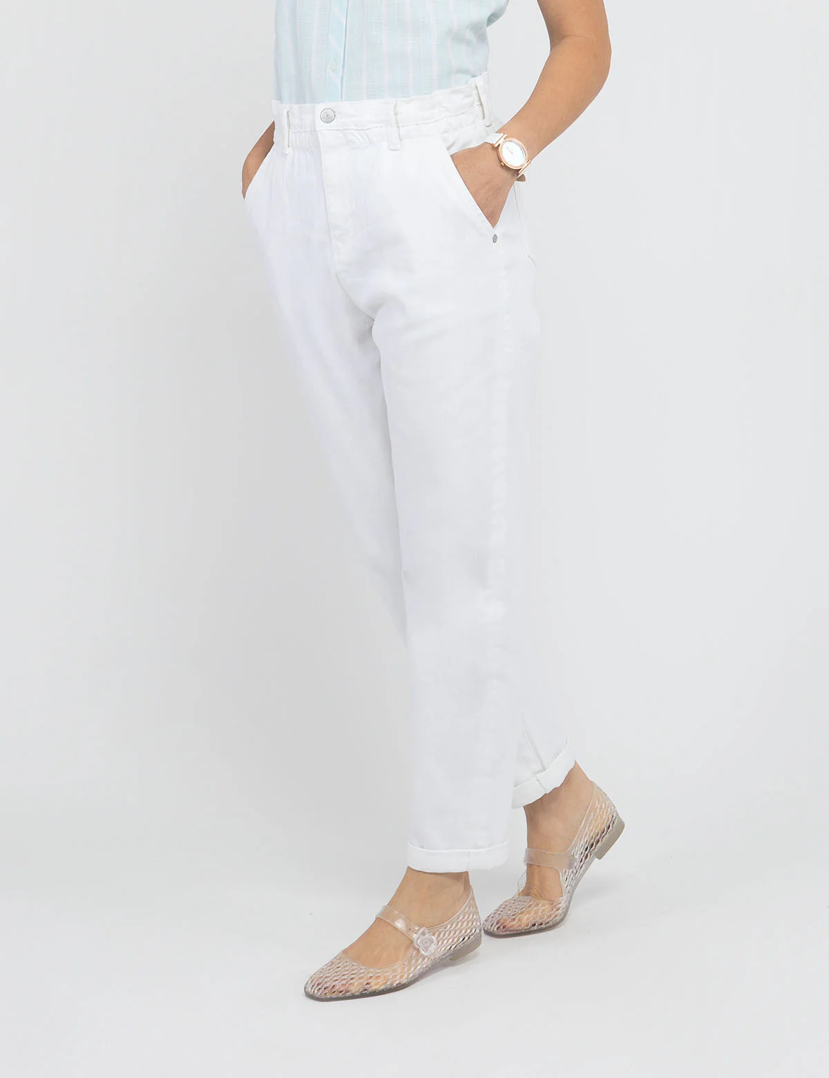 HIGH RISE PAPERBAG CROPPED JEANS - Image 8