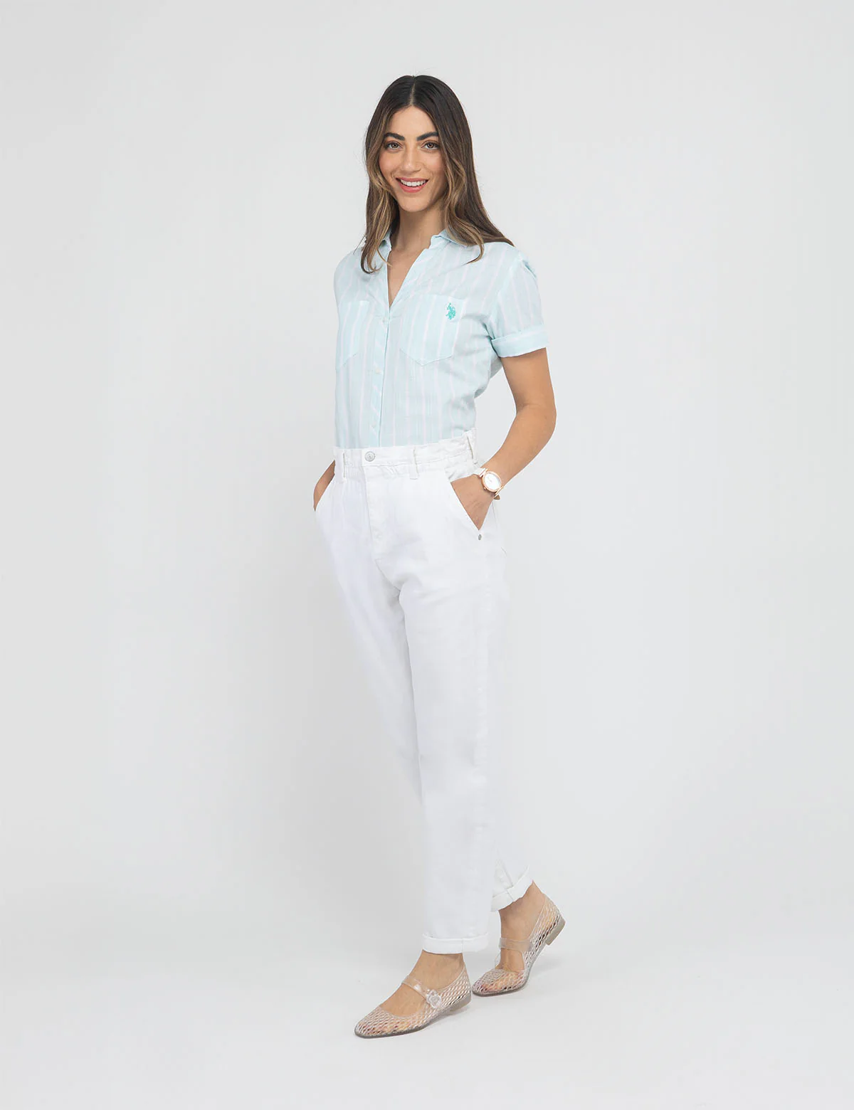 HIGH RISE PAPERBAG CROPPED JEANS - Image 9