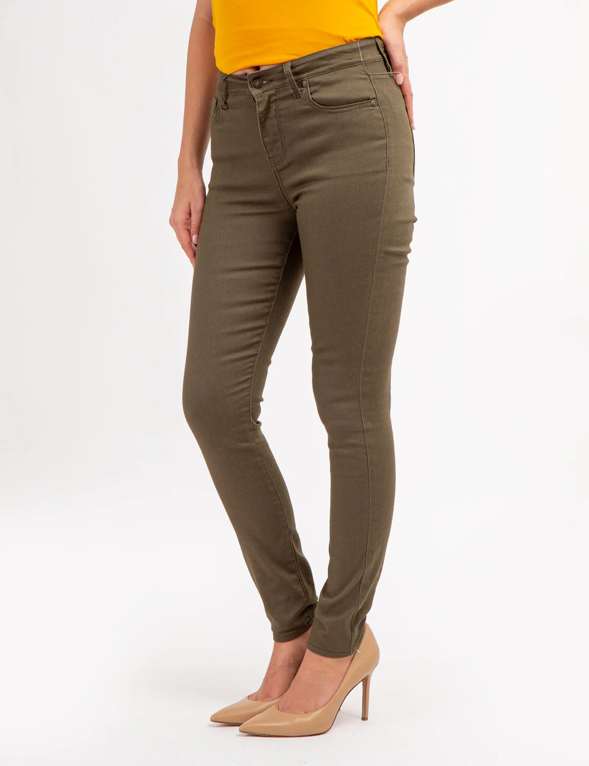 HIGH RISE SKINNY TWILL PANTS - Image 3