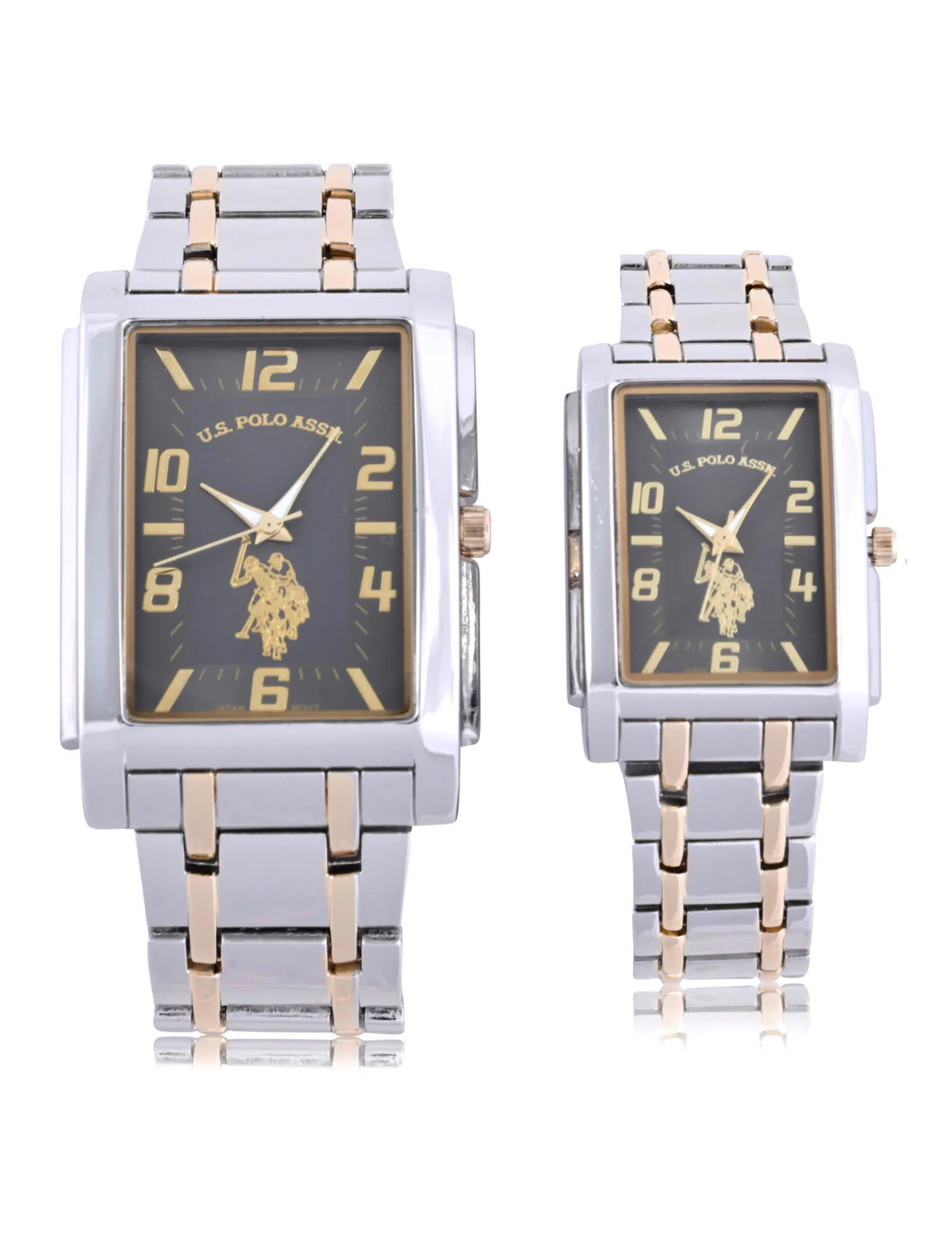 HIS AND HERS BLACK AND GOLD TWO TONE WATCH SET - Image 4