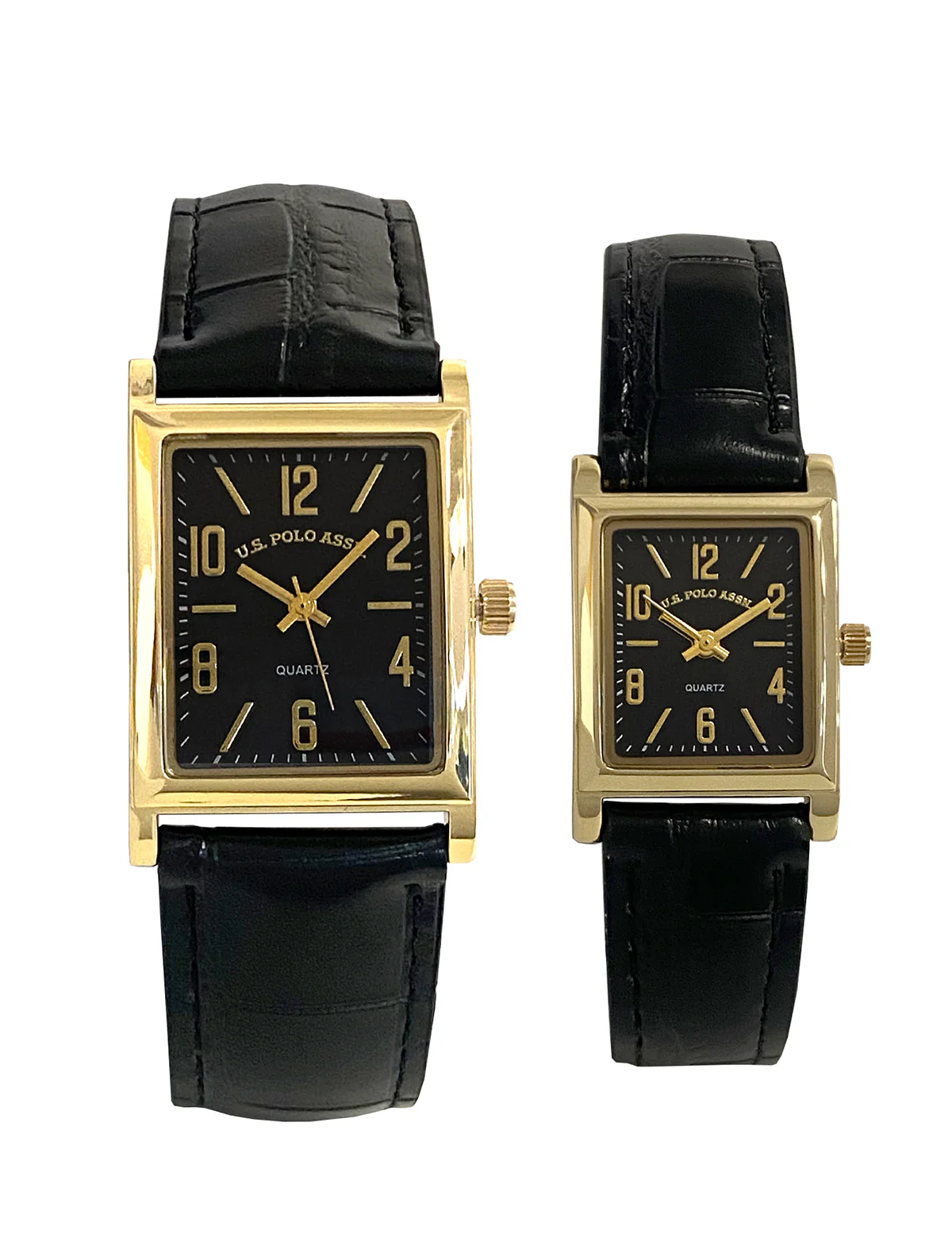 HIS AND HERS BLACK STRAP SQUARE FACE WATCH SET - Image 3