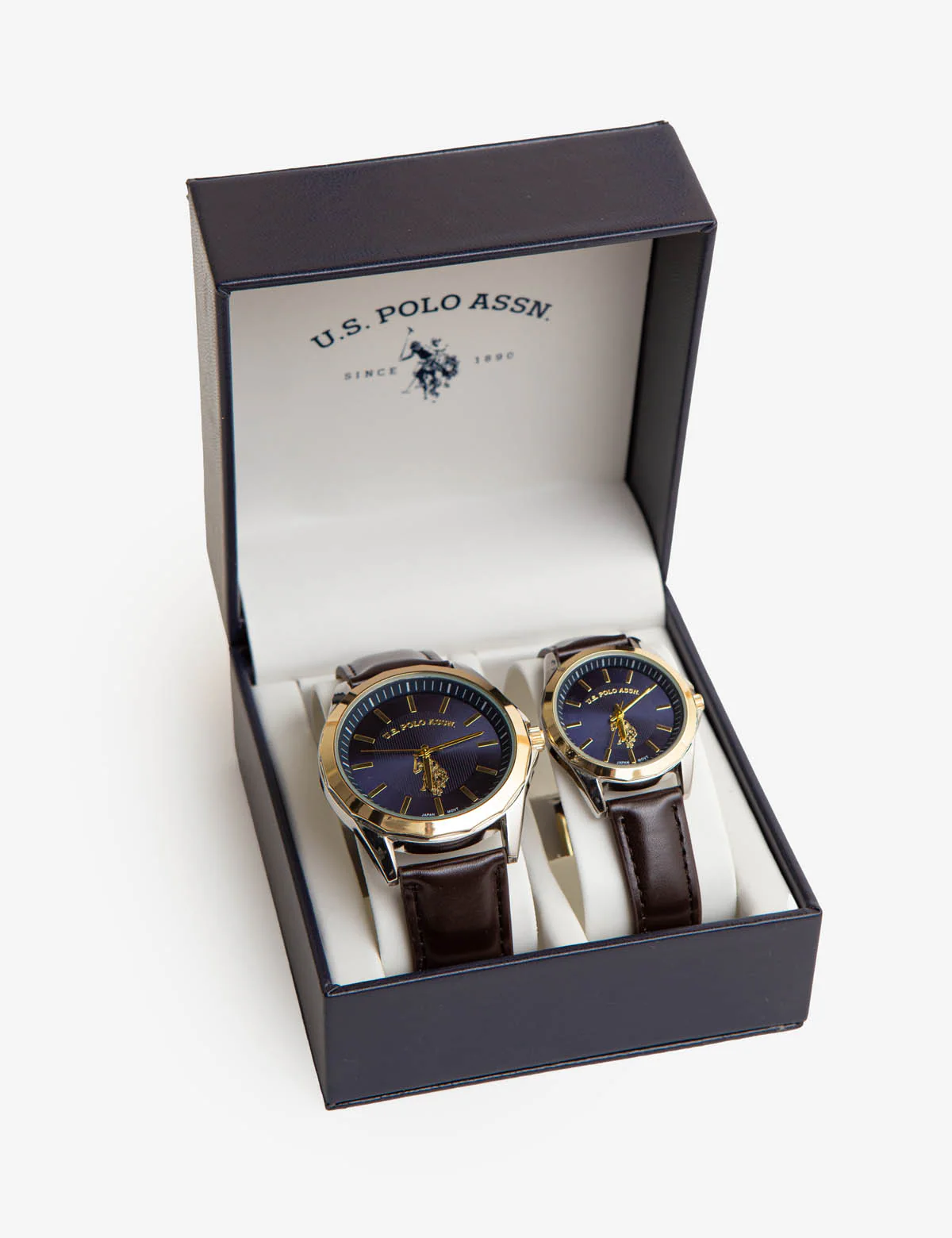 HIS AND HERS BLUE DIAL STRAP WATCH SET