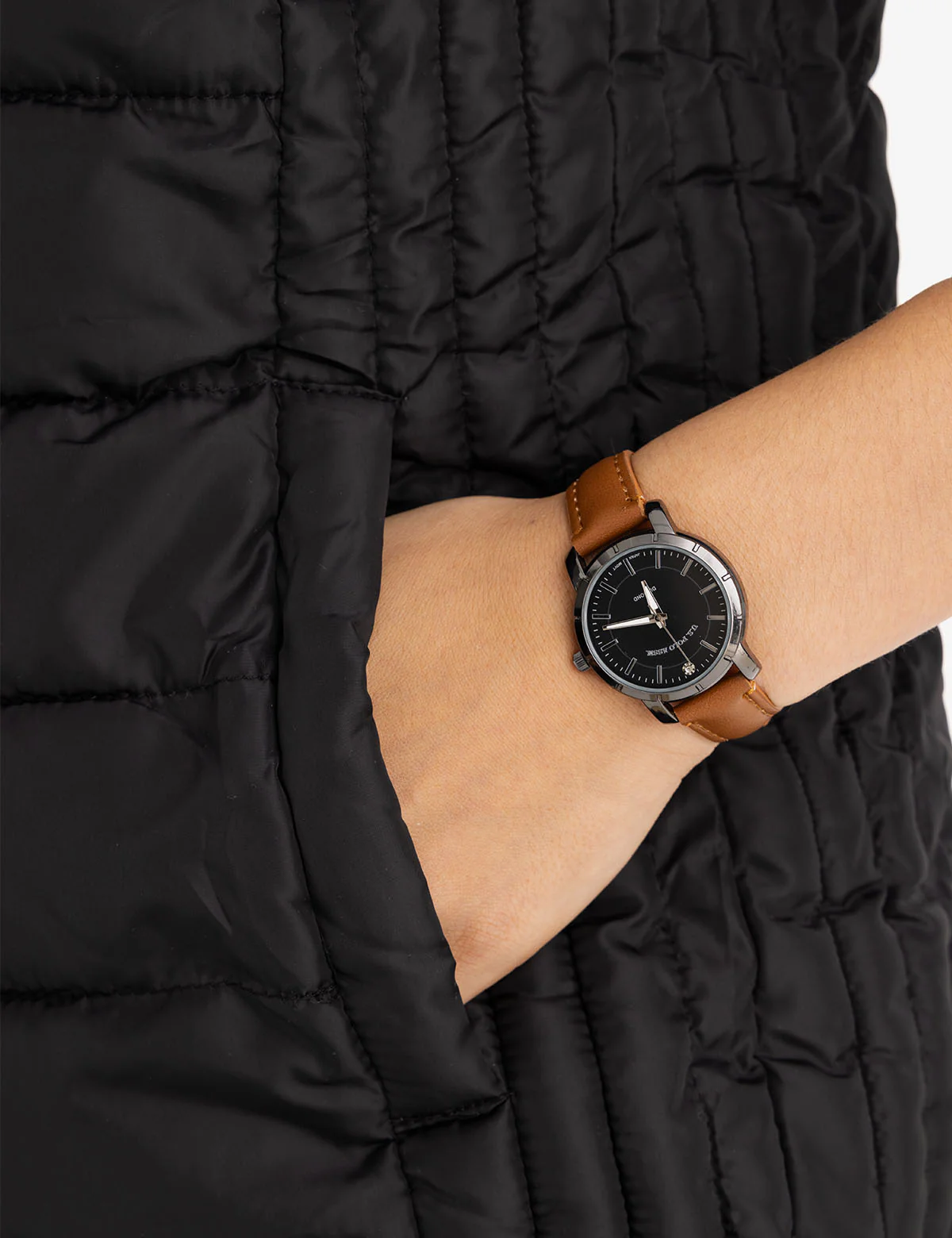 HIS AND HERS BROWN STRAP WATCH SET