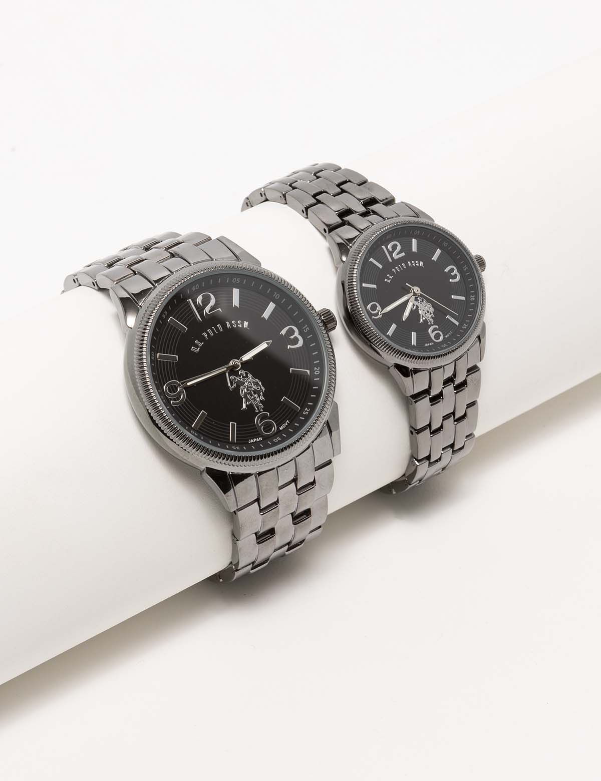HIS AND HERS GUNMETAL WATCH SET