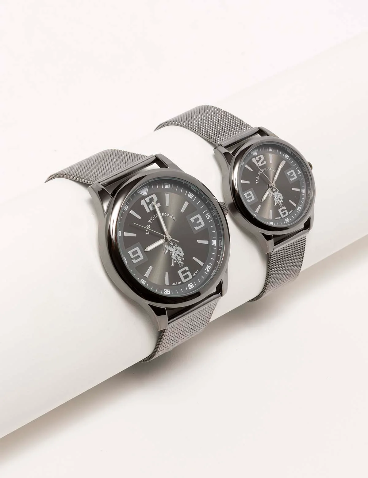 HIS AND HERS GUNMETAL WATCH SET