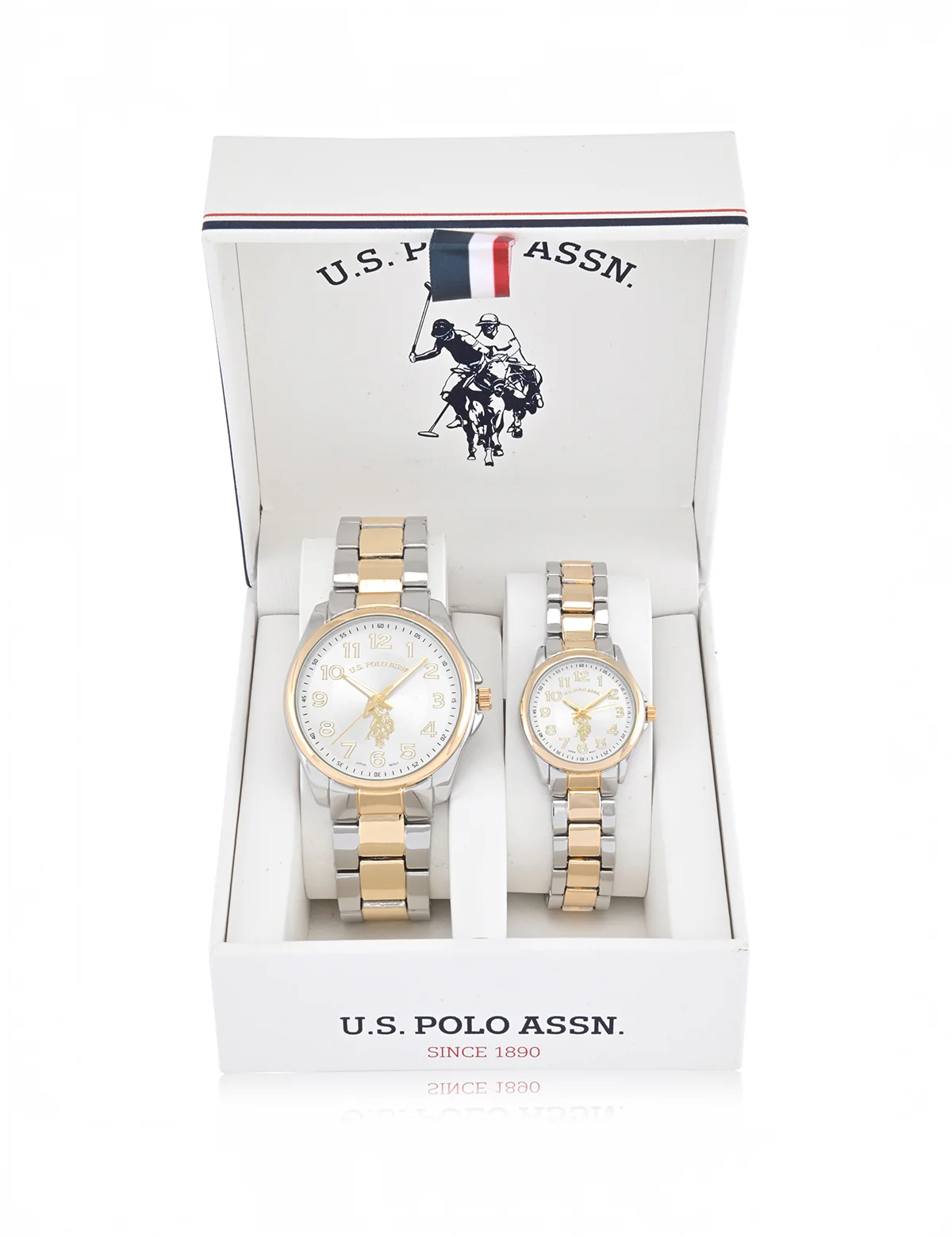 HIS AND HERS SILVER AND GOLD LINK WATCH SET