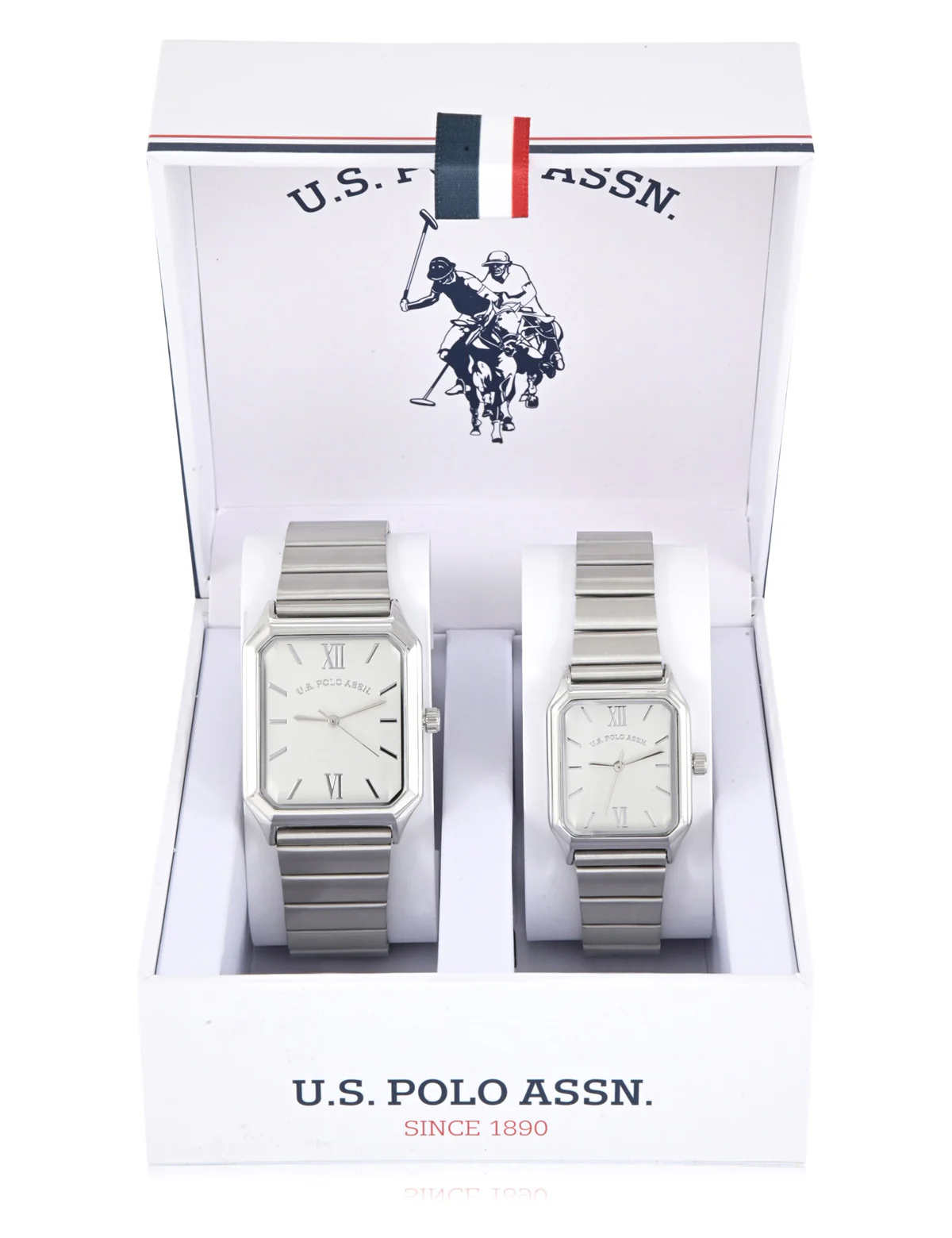 HIS AND HERS SILVER SQUARE WATCH SET - Image 2