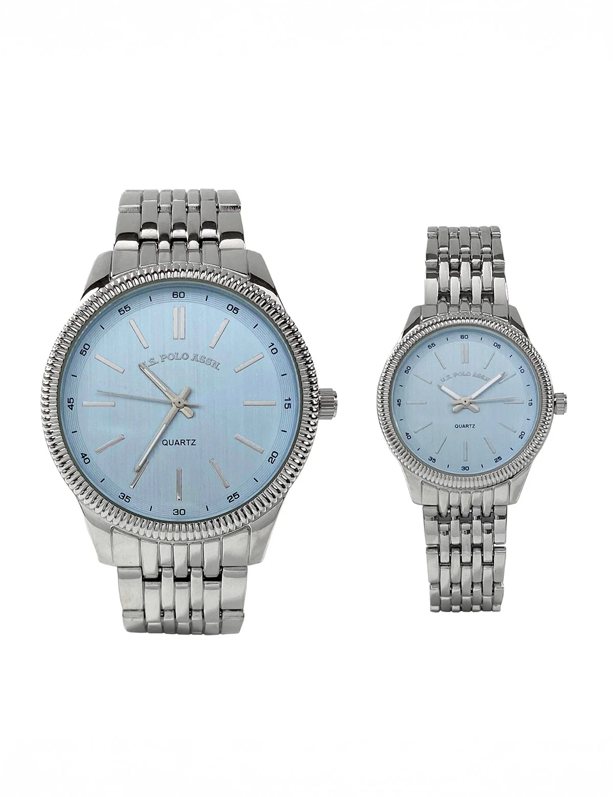 HIS AND HERS SILVER LINK WATCH SET - Image 5