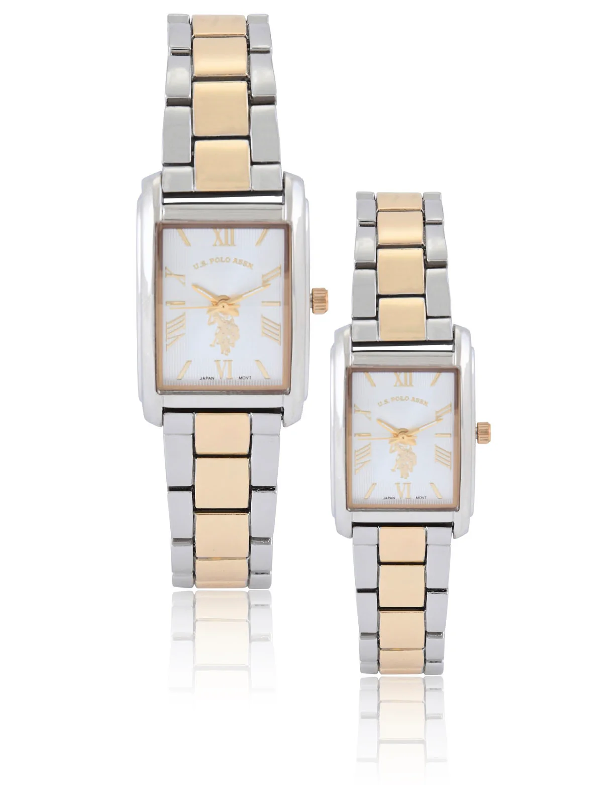 HIS AND HERS TWO TONE SQUARE WATCH SET - Image 3