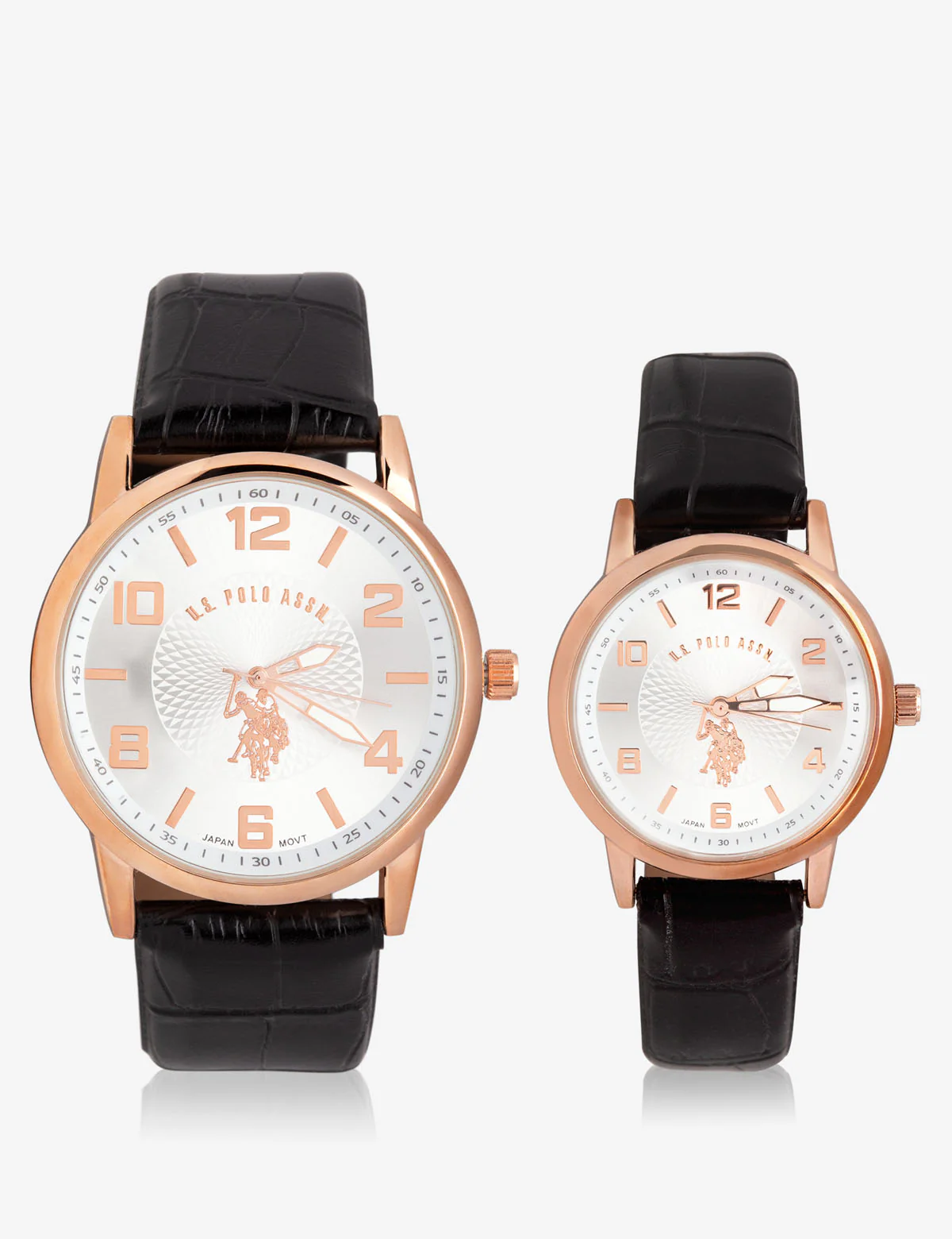 HIS & HERS ROSE GOLD FAUX CROC STRAP WATCH SET