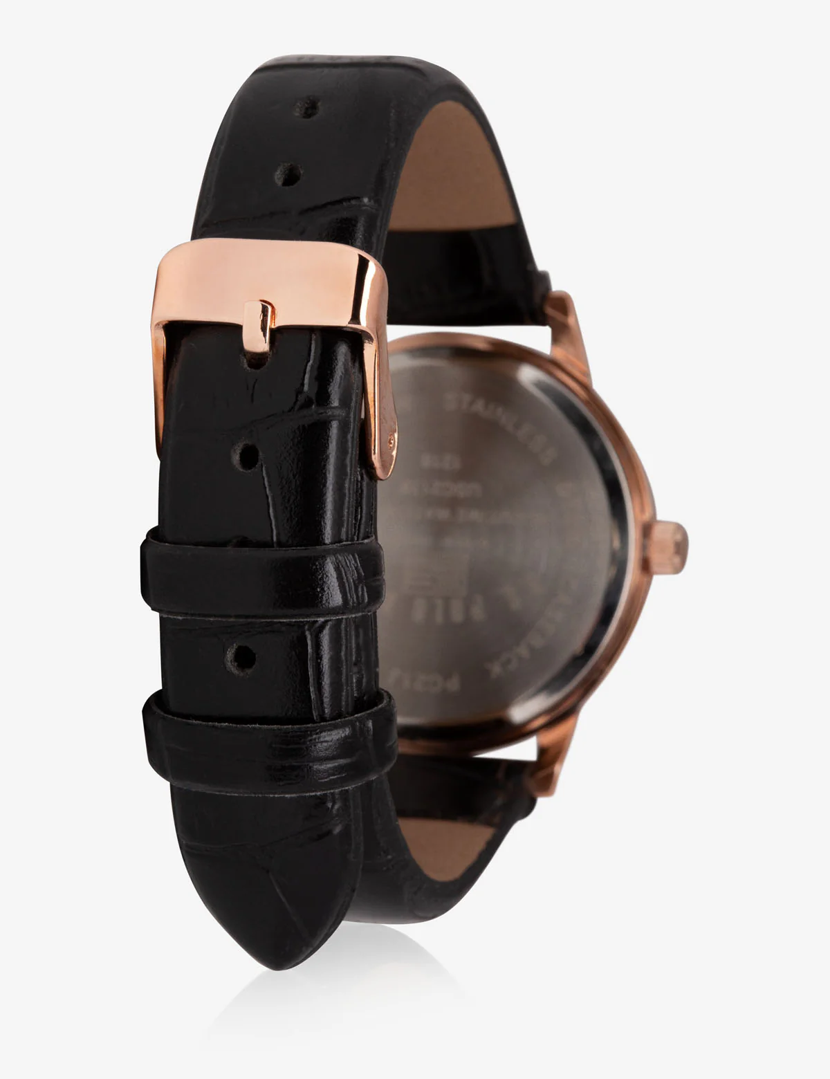 HIS & HERS ROSE GOLD FAUX CROC STRAP WATCH SET - Image 5