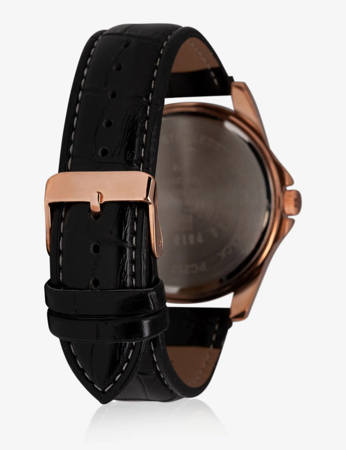 HIS & HERS ROSE GOLD FAUX CROC STRAP WATCH SET - Image 2