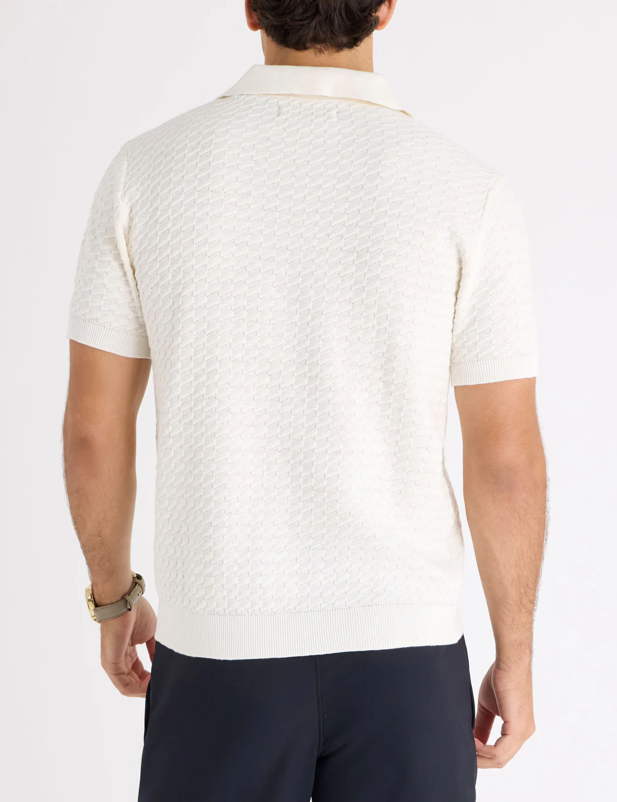 HONEYCOMB JOHNNY COLLAR SWEATER POLO SHIRT - Image 11