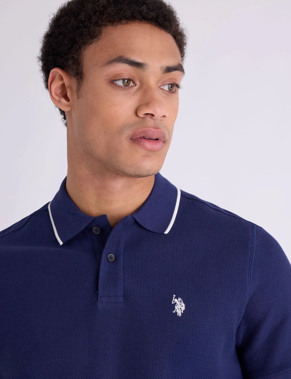 HONEYCOMB RIBBED BAND POLO SHIRT - Image 2