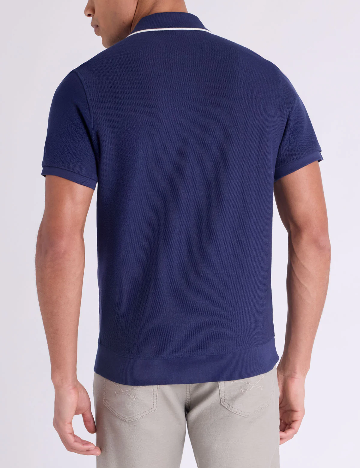 HONEYCOMB RIBBED BAND POLO SHIRT - Image 4