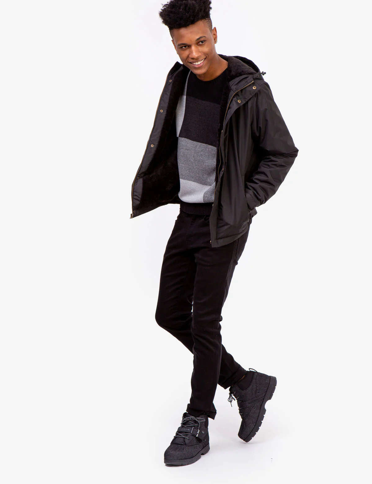 HOODED WINDBREAKER WITH SHERPA - Image 3