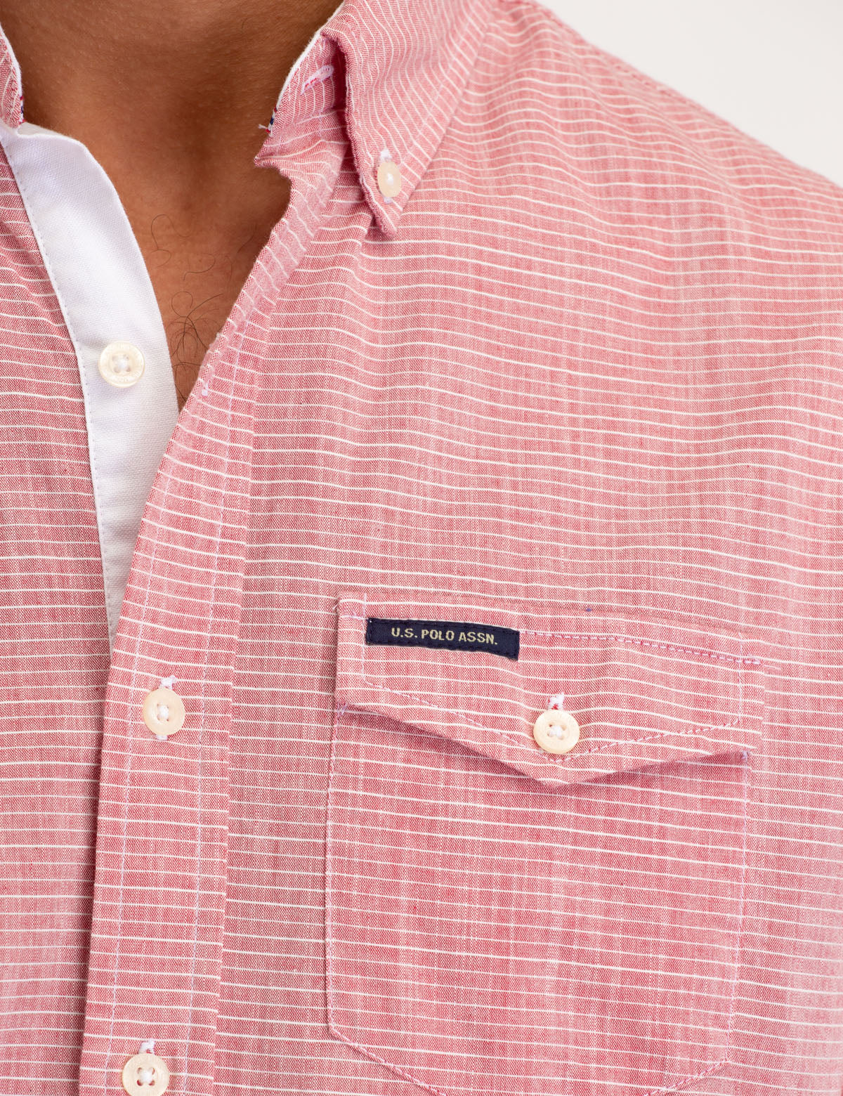 HORIZONTAL STRIPE DOBBY SHORT SLEEVE SHIRT - Image 3