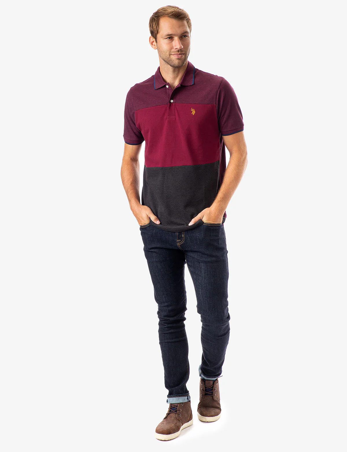 HEATHER COLORBLOCK STRIPE POLO SHIRT - Image 8